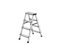 SONGMICS Escalera Plegable, Escalera de Mano, Escalera de Aluminio con 4 Peldaños Antideslizantes, Multifuncional, Carga de 150 kg, Gris Plata y Negro Tinta GLT014E01