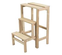 Escalera plegable de 3 peldaños, de madera, Julieta, escalera y taburete para casa, oficina, plegable, práctica, color natural