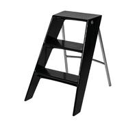 Escalera Plegable de 3 Peldaños de Plástico Diseño Moderno, Pedal Ancho Antideslizante, Capacidad de Carga 125kg, Taburete Multiuso con Almacenamiento para Hogar Oficina(Black)