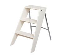 Escalera Plegable de 3 Peldaños de Plástico Diseño Moderno, Pedal Ancho Antideslizante, Capacidad de Carga 125kg, Taburete Multiuso con Almacenamiento para Hogar Oficina(White)
