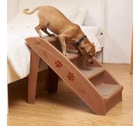 Escalera Plegable de 4 escalones for Mascotas, Ideal for Perros y Gatos, for Acceder al sofá o la Cama. Alfombra Antideslizante plástico(Bruin)