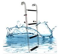 Escalera Plegable de 4 peldaños para Cubierta de baño de Alta Resistencia, para Ente, para pontones, Yates, Camiones y autocaravanas, con peldaños Antideslizantes y Extra Anchos, UWGK6003178
