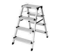 Escalera Plegable de Doble Cara, Plataforma de Aluminio Resistente, Capacidad de 150 kg, Multiusos, para Uso en Interiores y Exteriores, TOUGH MASTER (4 escalones)
