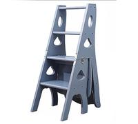 Escalera plegable de madera 3 en 1 para biblioteca y estante de exhibición, unidad multifuncional para uso doméstico y biblioteca, diseño de ahorro de espacio