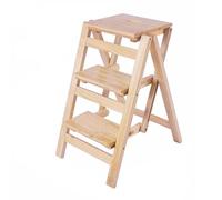 Escalera Plegable de Madera de 3 Niveles, Resistente y Segura para Almacenamiento, soporta hasta 150 kg, Ideal para Acceder a estantes y Sentarse en una Silla.
