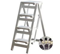 Escalera plegable de madera de 3 peldaños, resistente con patas antideslizantes para el hogar, oficina, biblioteca, baño, diseño multifuncional para un fácil acceso