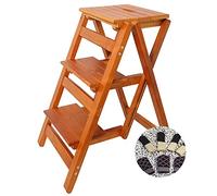 Escalera plegable de madera de 3 peldaños, resistente con patas antideslizantes para el hogar, oficina, biblioteca, baño, diseño multifuncional para un fácil acceso y apoyo