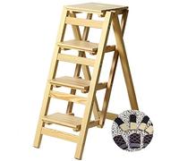 Escalera plegable de madera de 3 peldaños, resistente con patas antideslizantes para el hogar, oficina, biblioteca, baño, diseño multifuncional para un fácil acceso y apoyo