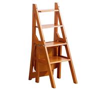 Escalera plegable de madera de 4 peldaños de doble propósito, escalera plegable de 4 niveles, ideal para soporte de exhibición y uso doméstico