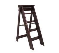 Escalera plegable de madera de nogal de 5 escalones, resistente, para uso doméstico y jardín, acabado de nogal negro, diseño de ahorro de espacio, fácil almacenamiento