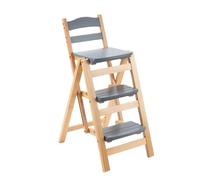 Escalera plegable de madera maciza resistente, escalera multifuncional de 3 peldaños para cocina, biblioteca, hogar y oficina, diseño portátil y duradero
