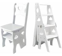 Escalera plegable de madera multifuncional para biblioteca de 4 escalones, portátil, con soporte de pantalla, uso doméstico, color blanco (35 x 47,5 x 88 cm), diseño Slish que ahorra espacio