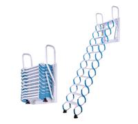 Escalera Plegable de Pared, Escalera retráctil para altillo, Escalera de Acero abatible para sótanos/almacenes/tejados, Capacidad de 300 kg/660 LB, Azul(9 Steps 230CM/90.5IN)