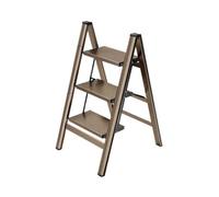 Escalera Plegable Escalera de aluminio engrosada multifuncional for interiores, escalera plegable de tres escalones, escalera portátil pequeña, taburetes Taburete Plegable(Gold,Medio)