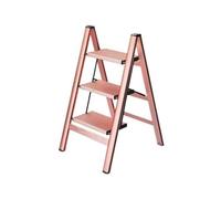 Escalera Plegable Escalera de aluminio engrosada multifuncional for interiores, escalera plegable de tres escalones, escalera portátil pequeña, taburetes Taburete Plegable(Pink,Medio)