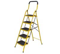 Escalera Plegable Escalera de hierro de 2/3/4/5 escalones, taburete plegable de metal con empuñadura cómoda, escalera de mano liviana con pedal resistente antideslizante for el hogar, la cocina y la o