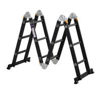 Escalera Plegable Escalón Caballete 5 en 1 Portátil con 2 Placas de Plataforma Pie Antideslizante 6 Interruptores Bisagra 70x61x11cm Aosom España