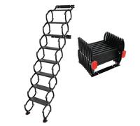 Escalera plegable montada en la pared, escalera extensible en el ático, 8 hilos, acordeón loft, capacidad de carga por peldaño 200 kg, suelo a techo 220 cm, para áticos, garajes, techos, sótanos