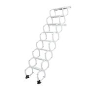 Escalera plegable montada en la pared, escalera extensible en el ático, 8 hilos, acordeón loft, capacidad de carga por escalón 200 kg, suelo a techo 220 cm, para áticos, garajes, techos, sótanos
