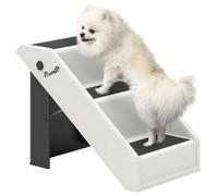 Escalera plegable para perros PawHut con 3 escalones antideslizantes, escalera portátil de plástico para animales, carga máxima de 10 kg, para chi