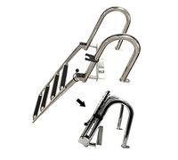 Escalera Plegable para pontón y Bote de baño, Escalera telescópica Marina de 4 peldaños con Entrada Trasera, pasamanos y peldaño Ancho, Escalera telescópica Extensible.
