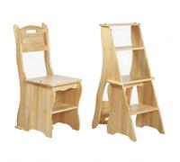 Escalera plegable portátil de 4 escalones de madera maciza para el hogar, biblioteca, oficina, uso en casa, diseño de ahorro de espacio