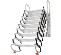 Escalera plegable retráctil, escalones de ático montados en la pared con diseño telescópico y reposabrazos para un fácil acceso al espacio del ático