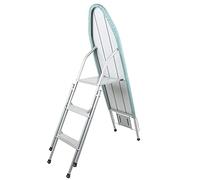 Escalera Plegable+ Tabla DE Plancha - Todo EN UNO - Escalera 3 peldaños - Plancha con Funda de algodón Lavable - Estructura de Acero Resistente. Patas Anti rayaduras