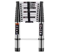 Escalera Plegable Telescópica de Aluminio Multiusos Portátil Extensible - Tamaños: 2m, 2,6m y 3,2m | Fácil Uso y Mecanismo Sencillo | Botón de Bloqueo (3,8 Metros)