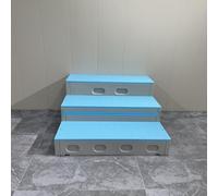 Escalera plegable y portátil para escenarios (modelo pequeño de 3 niveles), plataforma escalonada y gradas cónicas para coros; ideal para escuelas, iglesias, bodas y conciertos(Blue)