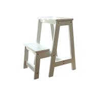 Escalera portátil de 2 peldaños de madera maciza, taburete multiusos para biblioteca de cocina en casa, diseño que ahorra espacio
