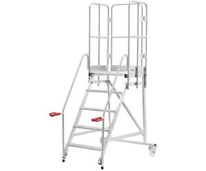 Escalera rodante con tarima eurokraft pro, galvanizada al horno incl. puerta