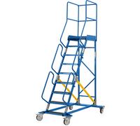 Escalera rodante con tarima eurokraft pro, pieza insertada en los peldaños, de contrachapado antideslizante