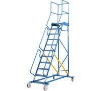 Escalera rodante con tarima eurokraft pro, pieza insertada en los peldaños, de contrachapado antideslizante