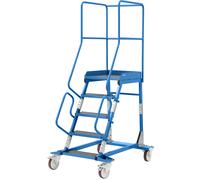 Escalera rodante con tarima eurokraft pro, pieza insertada en los peldaños, de contrachapado antideslizante