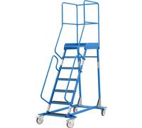 Escalera rodante con tarima eurokraft pro, pieza insertada en los peldaños, de contrachapado antideslizante