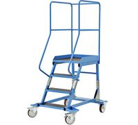 Escalera rodante con tarima eurokraft pro, pieza insertada en los peldaños, de contrachapado antideslizante