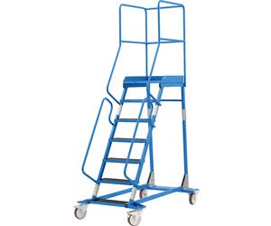 Escalera rodante con tarima eurokraft pro, pieza insertada en los peldaños, de contrachapado antideslizante