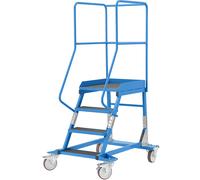 Escalera rodante con tarima eurokraft pro, pieza insertada en los peldaños, de goma acanalada