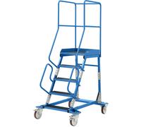 Escalera rodante con tarima eurokraft pro, pieza insertada en los peldaños, de goma acanalada