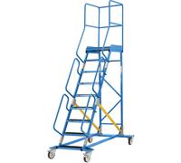 Escalera rodante con tarima eurokraft pro, pieza insertada en los peldaños, de goma acanalada