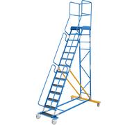 Escalera rodante con tarima eurokraft pro, pieza insertada en los peldaños, de goma acanalada