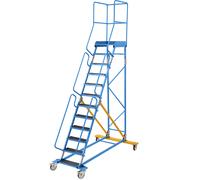 Escalera rodante con tarima eurokraft pro, pieza insertada en los peldaños, de goma acanalada