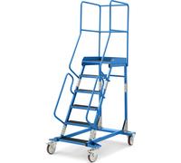 Escalera rodante con tarima eurokraft pro, pieza insertada en los peldaños, de goma acanalada