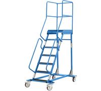 Escalera rodante con tarima eurokraft pro, pieza insertada en los peldaños, de goma acanalada