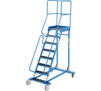 Escalera rodante con tarima eurokraft pro, pieza insertada en los peldaños, de goma acanalada