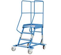 Escalera rodante con tarima eurokraft pro, piezas insertadas en los peldaños de aluminio