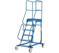 Escalera rodante con tarima eurokraft pro, piezas insertadas en los peldaños de aluminio