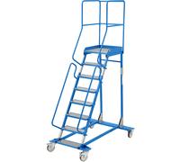 Escalera rodante con tarima eurokraft pro, piezas insertadas en los peldaños de aluminio