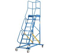 Escalera rodante con tarima eurokraft pro, piezas insertadas en los peldaños de aluminio